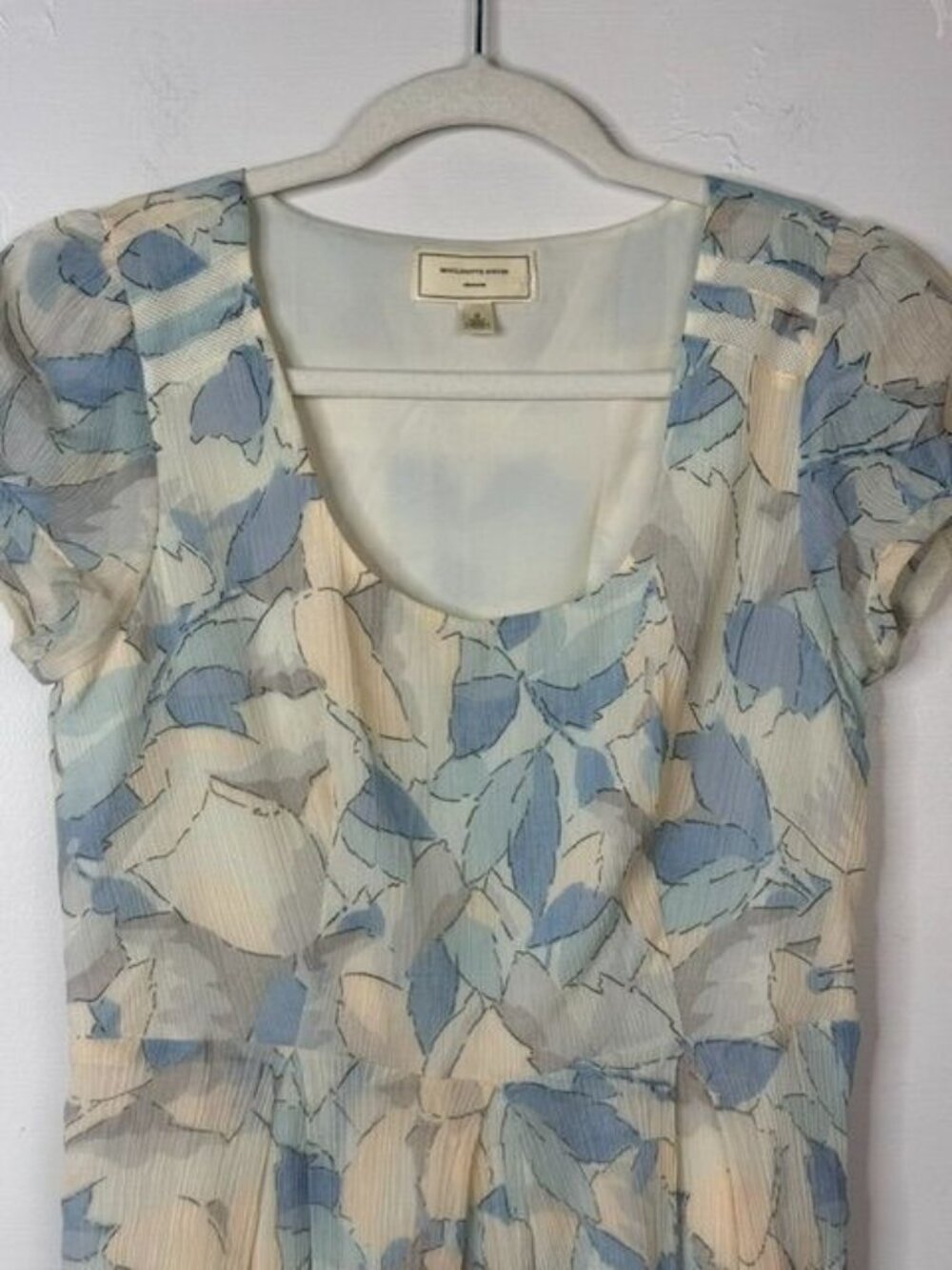 Moulinette Soeurs Anthropologie Silk Blend Leaf Print Cap Sleeve Dress Size 2 - Picture 3 of 6
